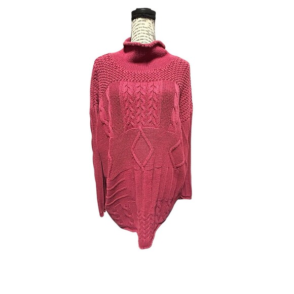 VTG Fortelli Chuncky 3D Pink Turtle Neck Sweater Plus 2X Career Coastal Grandma - Picture 1 of 7